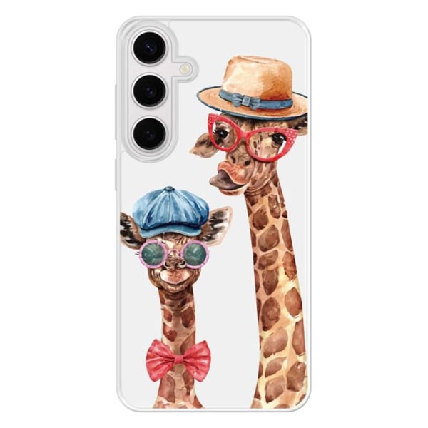 Förstärkt silikonfodral med tryck som är kompatibelt med Samsung Galaxy S24 FE Rolig Giraff