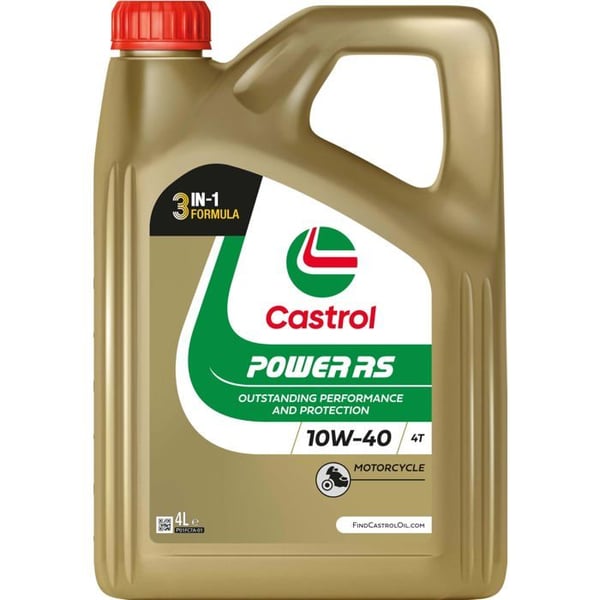 Motorolja 4T 10W-40 - Castrol - Power RS - 4 liter - Viskositet 10W-40 - Kompatibel med motorcykel - Brandpunkt 236°C