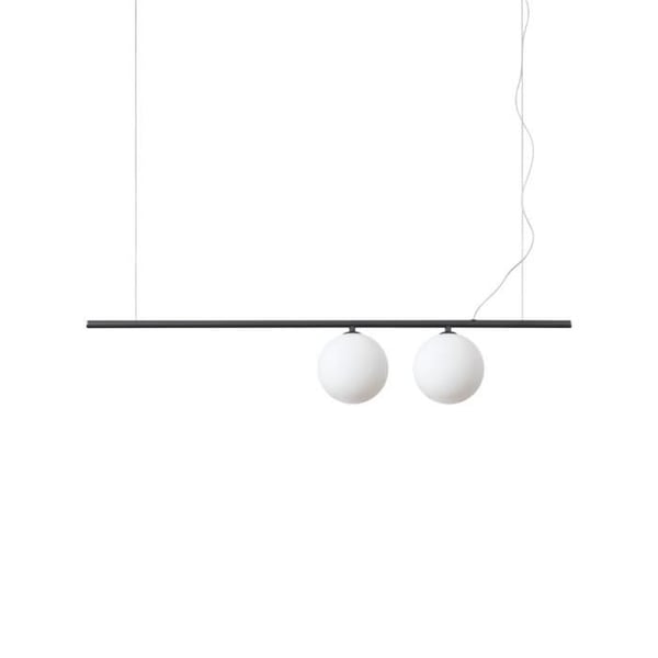 Hängande taklampa - Ideal Lux - PERLINE - 2 ljuskällor - Svart - Metall och glas - G9