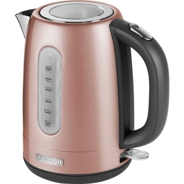 SENCOR SWK 1775RS Vattenkokare i rostfritt stål med avtagbart filter och strömbrytare med bakgrundsbelysning, 1,7 L, Rosa