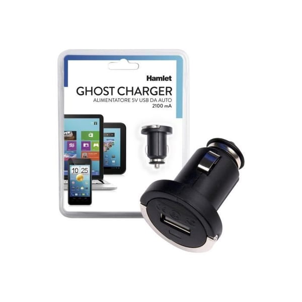 Adapter för bilens cigarettändare - HAMLET - XPW1224U - 6 Watt - 1200 mA - USB strömförsörjning endast