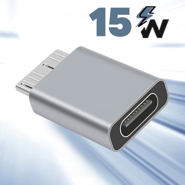 USB-C till Micro B-adapter - Grå - Laddning och synkronisering - Hastighet 5 Gbit/s - Aluminiumlegering