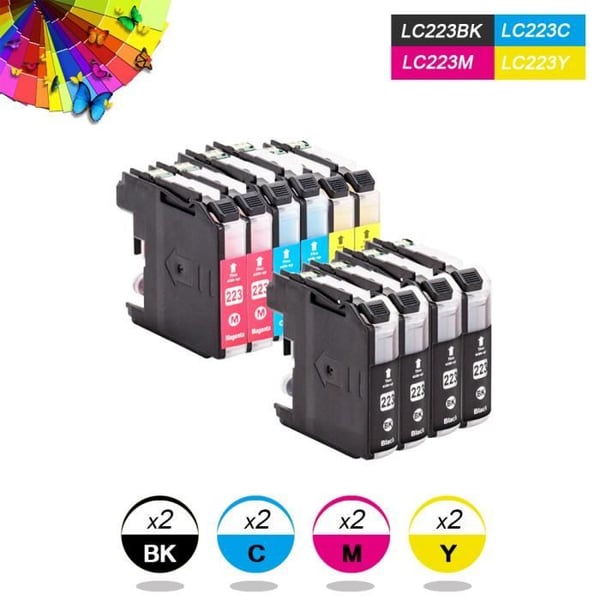 Kompatibla bläckpatroner Brother LC-223 för DCP-J4120DW/MFC-J4420DW/MFC-J4620DW/MFC-J5620DW - Paket med 10