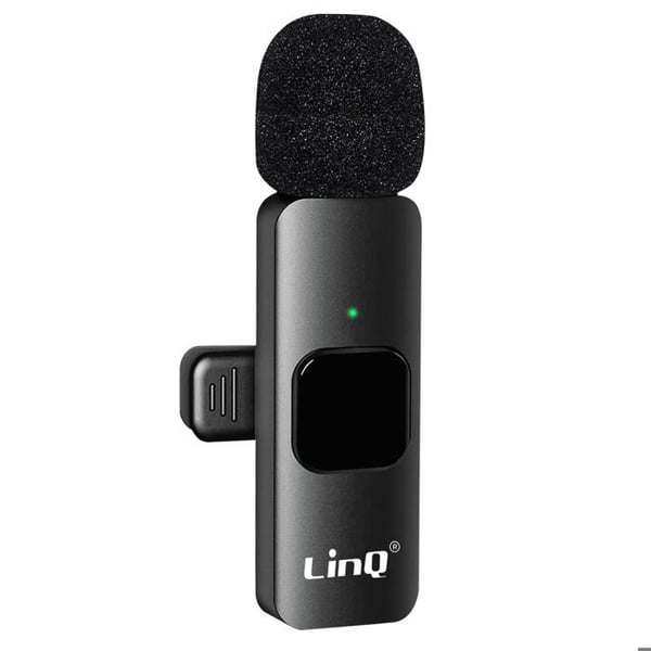 Trådlös mikrofon - LINQ - Svart - Ljuddämpning - USB-C och Lightning-adaptrar - 4H batteritid