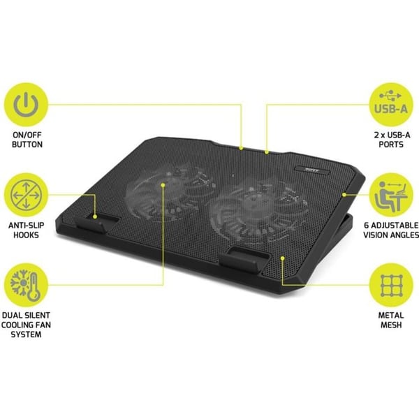 Stöd för bärbar dator - PORT DESIGNS - Notebook Cooler Pro 901099 - Svart - Upp till 17" - 816 g