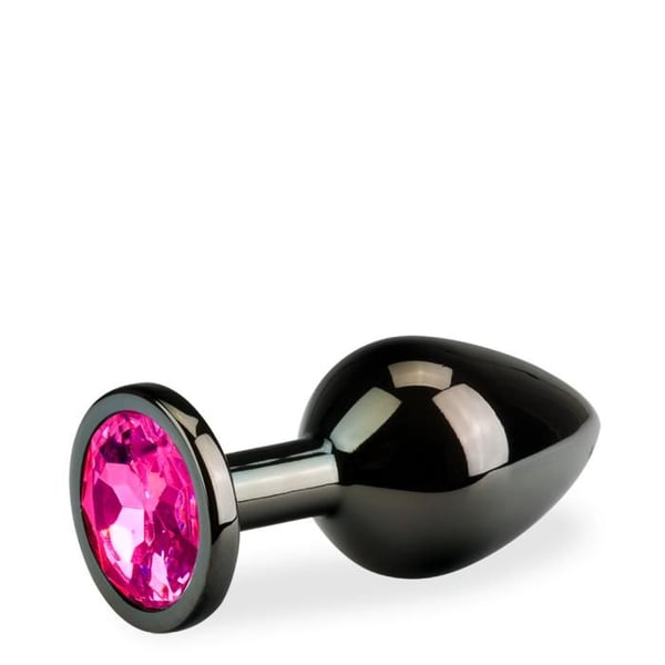 Plug i metall, anal smycke, rosabud, gun metal M 88g - 6 färger - Rosakvarts