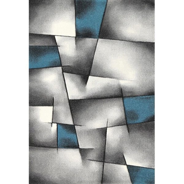 Modern geometrisk abstrakt matta i tät sammet 13 mm för samtida designsalong (Dimension: 120x170 cm - Färg: Turkos)
