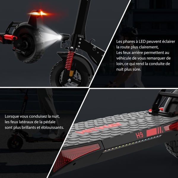 Sammenfoldelig Elektrisk Scooter - HITWAY - 10" Solid Dæk - 500W - APP - 48V 15.6Ah Batteri - Sort&Rød Scooter