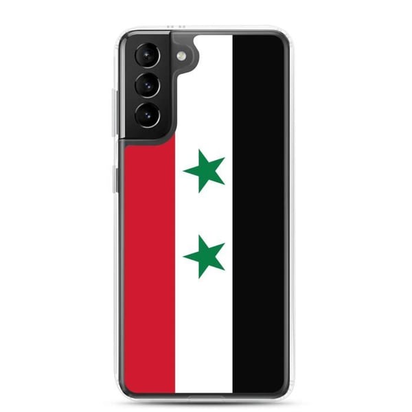 Mobilskal – Syriens flagga – Kompatibel med Samsung Galaxy S21 Ultra – Mjukt fodral – Slitstarkt och stötbeständigt – Pixelforma