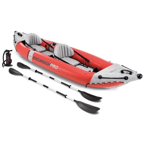 INTEX Excursion Pro uppblåsbar kajak - 2 platser - Röd - Paddlar och uppblåsare ingår