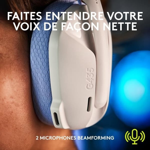 Gaming headset - Trådlös - Logitech G - G435 Lightspeed - Vit