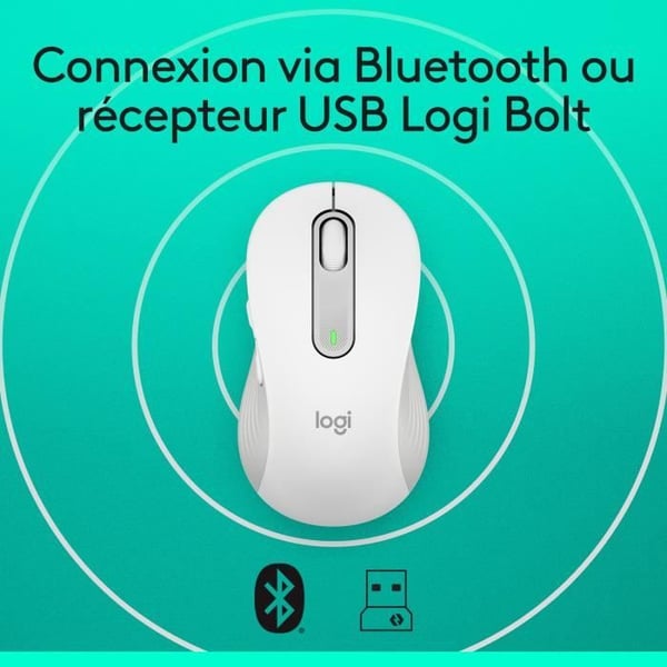 Mus - Trådlös - Logitech - Signature M650 - Vit - Högerhänt