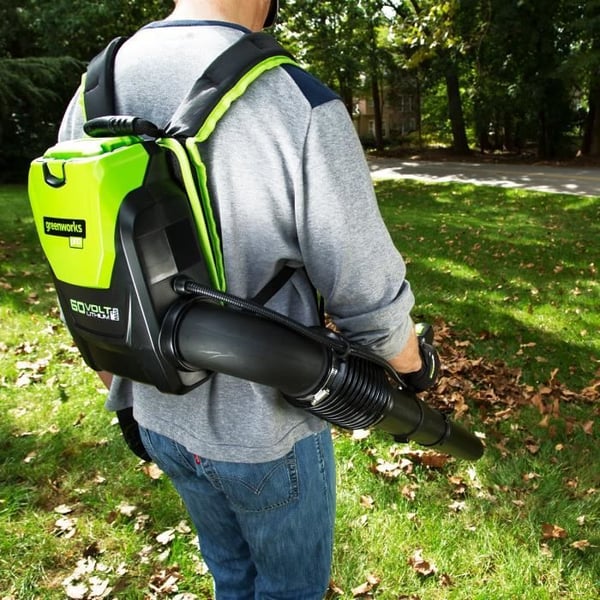 GREENWORKS Rygblæser elektrisk GD60BPBK4 - 60 V - 1 batteri 4 Ah + 1 oplader - Grøn
