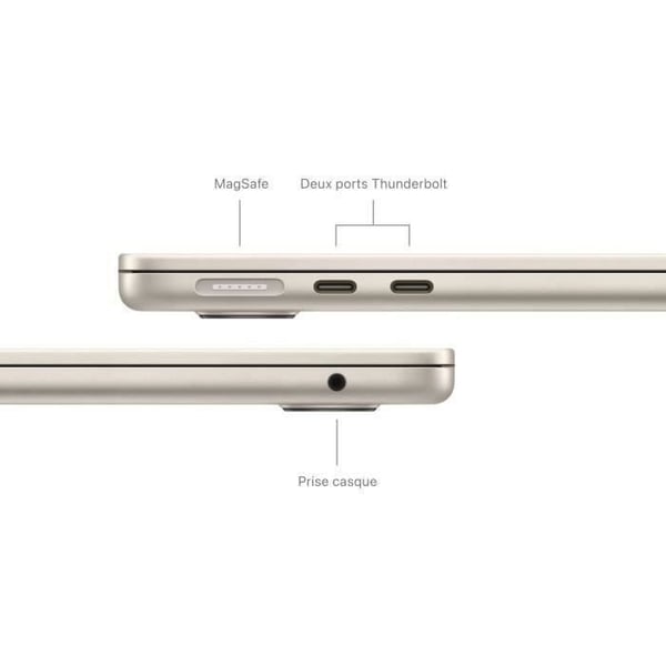 Apple - 13,6" MacBook Air M3 (2024) - RAM 8Go - Lagring 512Go - Stjärnljus - AZERTY (2024) - Begagnad - Utmärkt skick