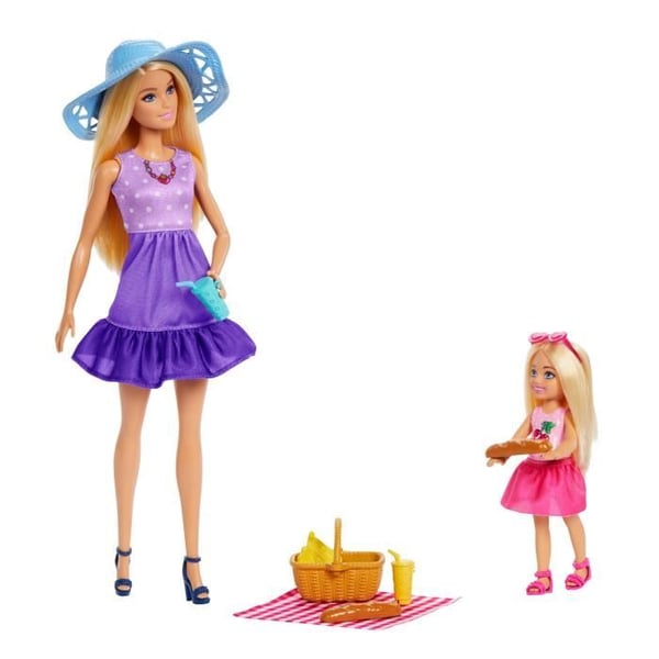 Barbie-Familj Och Vänner-Barbie Picknick-Set med 2 Dockor - 3 år+- JBF43