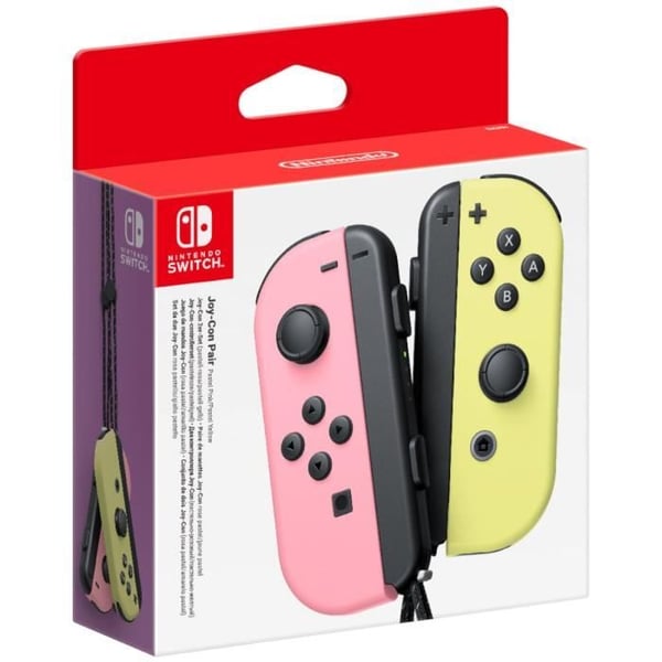 Ett par Pastell Pink & Pastell Yellow Joy-Con-kontroller för Nintendo Switch