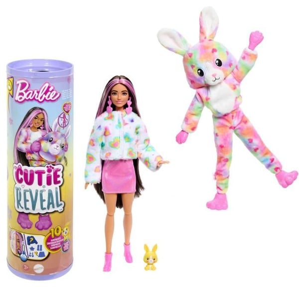 Barbie-Barbie Cutie Reveal-färgglad drömkanindocka med 10 överraskningar HRK38