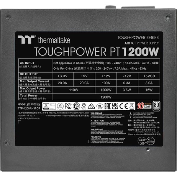 THERMALTAKE Toughpower PT - Modulerad PC-strömförsörjning - 1200 W - 80Plus Platinum