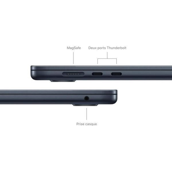 Apple - 15" MacBook Air M3 (2024) - RAM 8Go - Lagring 256Go - Midnatt - AZERTY (2024) - Återvunnet - Skick okej