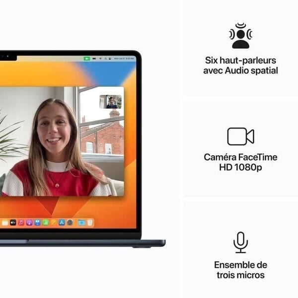 Apple - 15,3" MacBook Air M2 (2023) - RAM 8Go - Lagring 256Go - Midnatt - AZERTY (2023) - Begagnad - Skick: Acceptabel