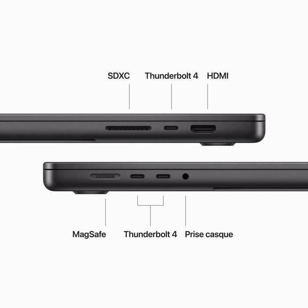 Apple - 16" - MacBook Pro M3 Pro (2023) - RAM 36Go - Lagring 512Go - Svartrymd - Azerty (2023) - Återvunnen - Skick bra