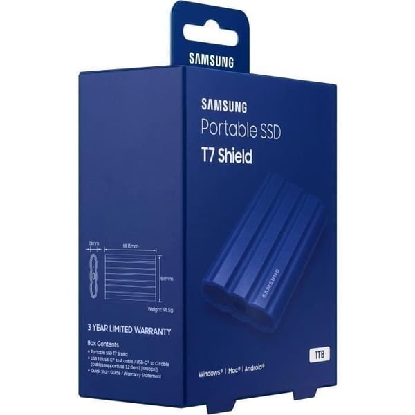 SAMSUNG Extern SSD T7 Shield Blue 1 TB MU-PE1T0R/EU