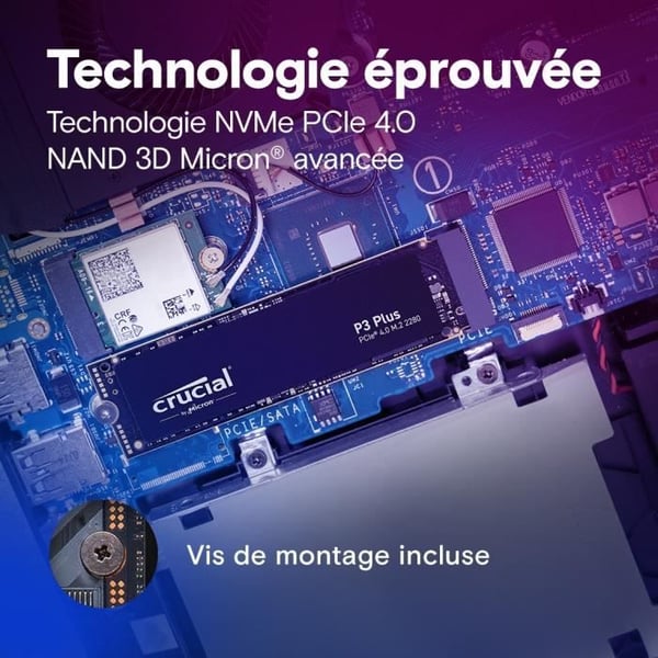 CRUCIAL P3 Plus 1TB PCIe 4.0 NVMe M.2 2280 SSD-hårddisk