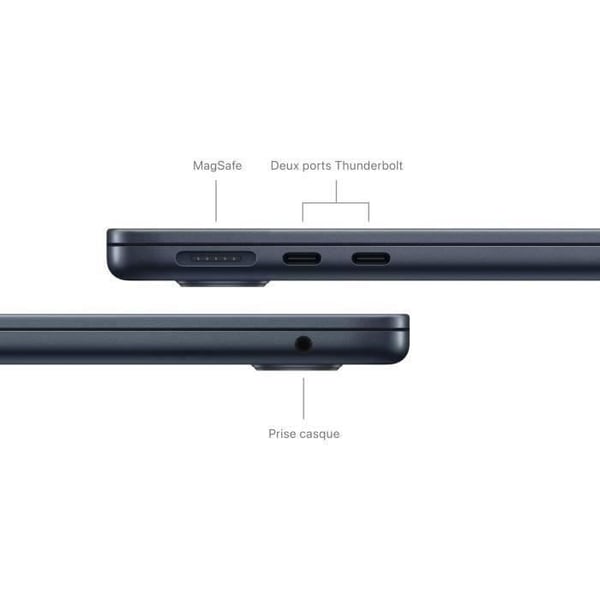 Apple - 13,6" MacBook Air M3 (2024) - RAM 16Go - Lagring 512Go - Midnat - AZERTY (2024) - Återfurbished - Mycket gott skick