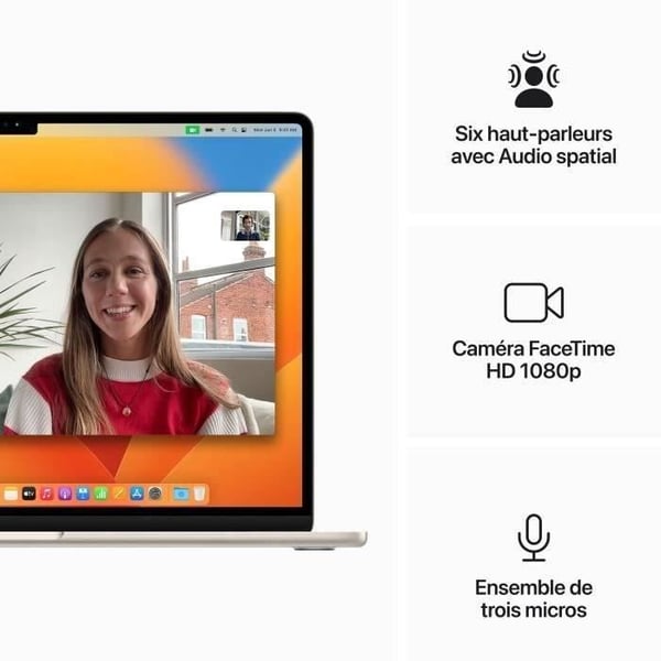 Apple - 15,3" MacBook Air M2 (2023) - RAM 8Go - Lagring 256Go - Stjärnljus - AZERTY (2023) - Återfunkad - Mycket bra skick