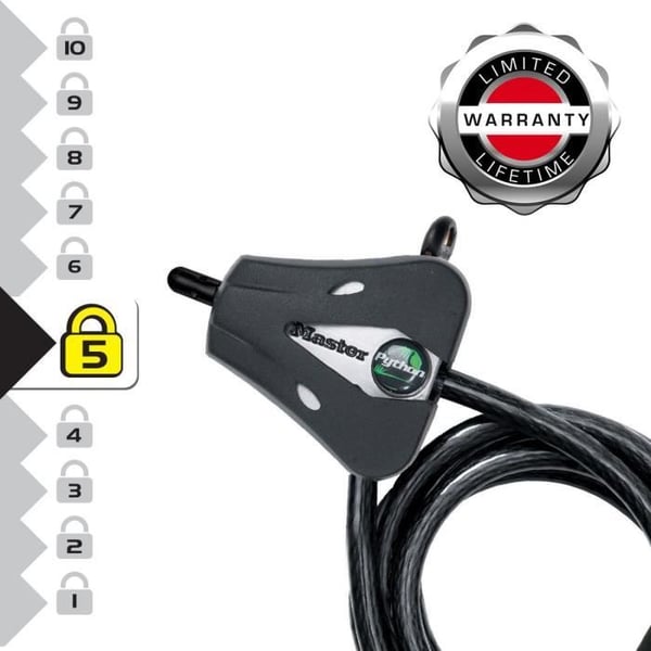 MASTER LOCK justerbar stöldskyddskabel - 1,80m x Ø 8mm - Överlägset motstånd mot plockning