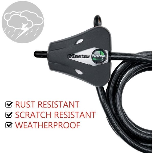MASTER LOCK justerbar stöldskyddskabel - 1,80m x Ø 8mm - Överlägset motstånd mot plockning