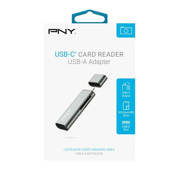 Kortläsare - PNY - R-TC-UA-3N1E01-RB - USB 3.1 och USB-C - Kompakt design - Snabb anslutning