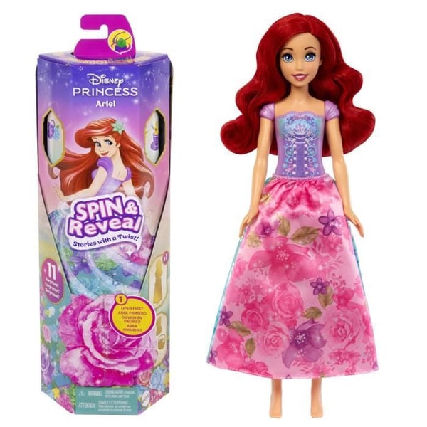 Ariel Spin & Reveal Docka - Mattel Disney Princesser - med 11 överraskningar - HTV88 - Från 5 år