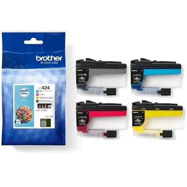 Förpackning med 4 patroner LC424VAL - BROTHER - Svart, cyan, magenta och gul hög kapacitet 750 sidor - För DCP -J1200W
