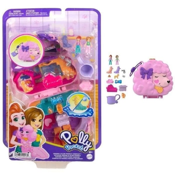 Polly Pocket-Poodle Grooming Set 2 figurer och 12 tillbehör HKV35