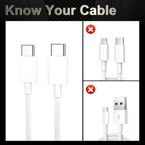 USB-C kabel 2 m – Hurtig opladning 60W, Nylonflettet USB-C til USB-C