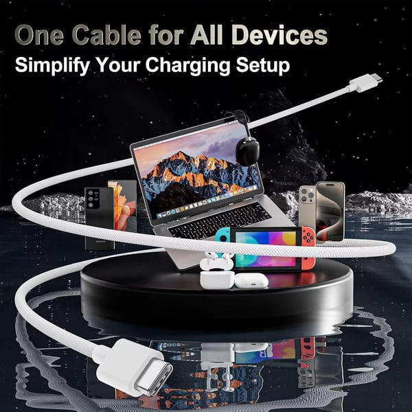 USB-C kabel 2 m – Hurtig opladning 60W, Nylonflettet USB-C til USB-C