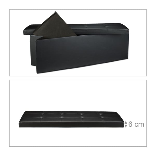 Opbevaringspuf, 114x38x38 cm, Sort, Kodustaar