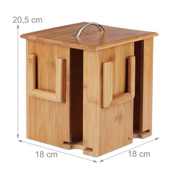 Teaboks, Drejelig bambus, 20,5x18x18 cm, Brun, Kodustaar