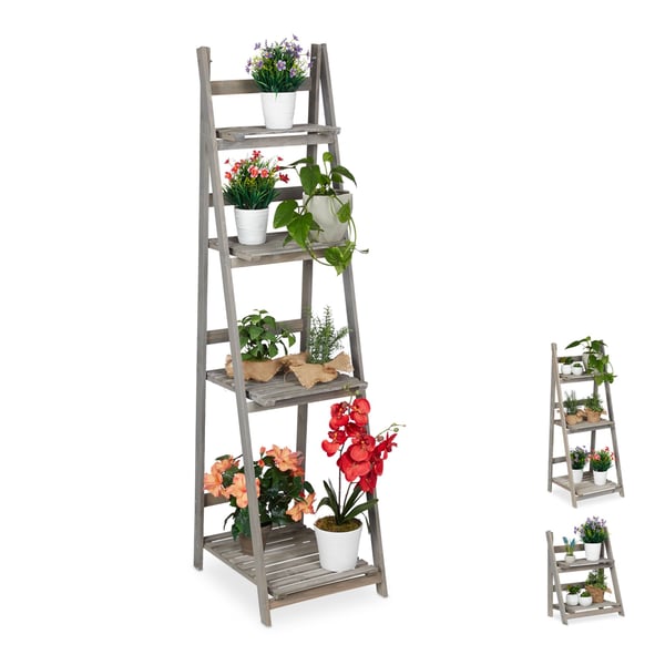 Plantehylde, Træ, 160x41x50 cm, Grå, Kodustaar