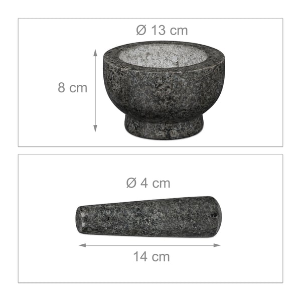 Mortel och stöt, Granit, 13x8 cm, Grå, Kodustaar