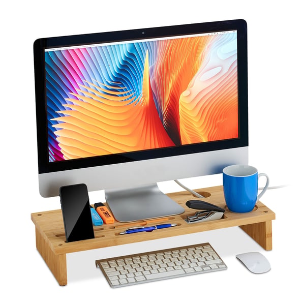 Monitorstativ, Bambus, 9x54x23 cm, Natur, Kodustaar