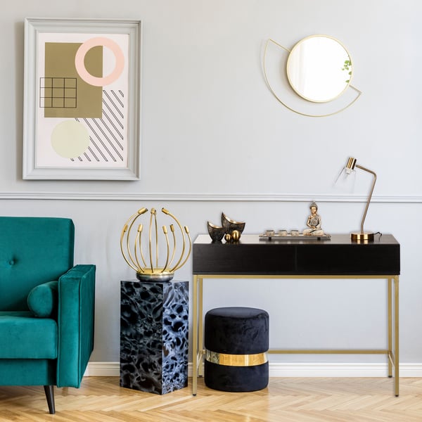 Konsolbord, 80x110x40 cm, Svart, Guld, Kodustaar