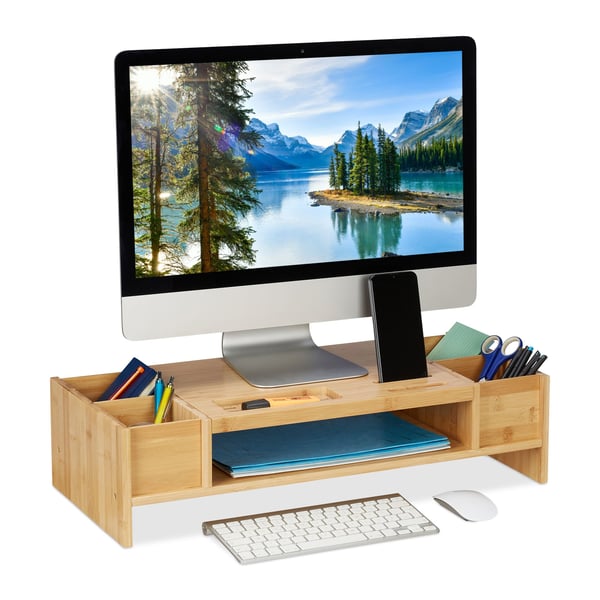 Monitorstativ, Bambus, 15,5x62,5x28 cm, Natur, Kodustaar