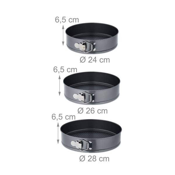 Springformset, 24x6,5 cm, 26x6,5 cm, 28x6,5 cm, Antracit, Kodustaar