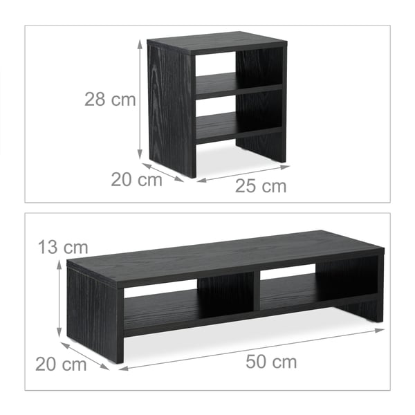 Monitorstander med hylde, 28x75,5x20 cm, sort, Kodustaar