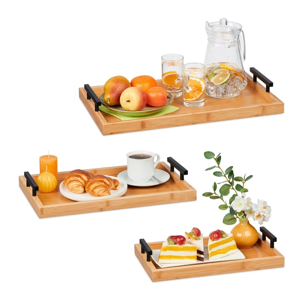Frukostbricka set, 50x30x7 cm, Natur, Svart, Kodustaar Frukostbricka set, 50x30x7 cm, Natur, Svart, Kodustaar