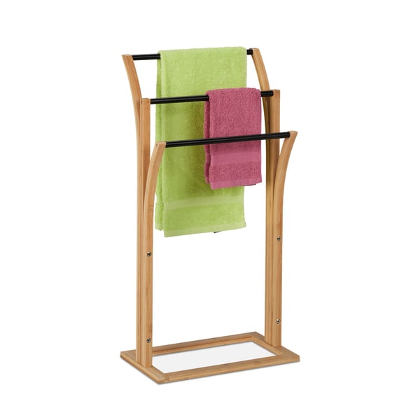 Håndklædeholder, Bambus, 82x42x24 cm, Natur, Sort, Kodustaar