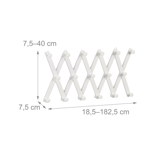 Klädhängare, Expanderbar Vägg, 40x18.5x7.5 cm, Vit, Kodustaar