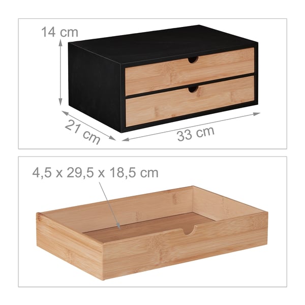 Skrivebordsorganisator, 14x33x21 cm, Sort, Kodustaar